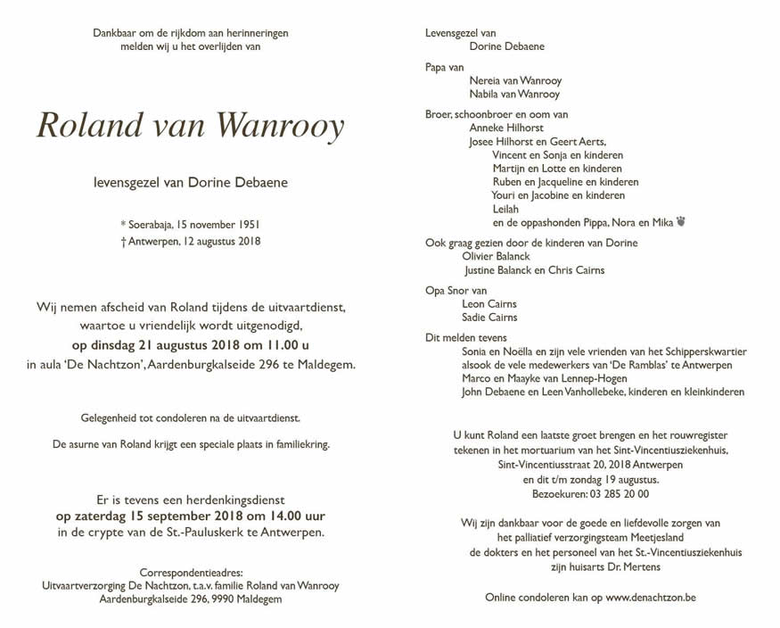 Roland Van Wanrooy 2018